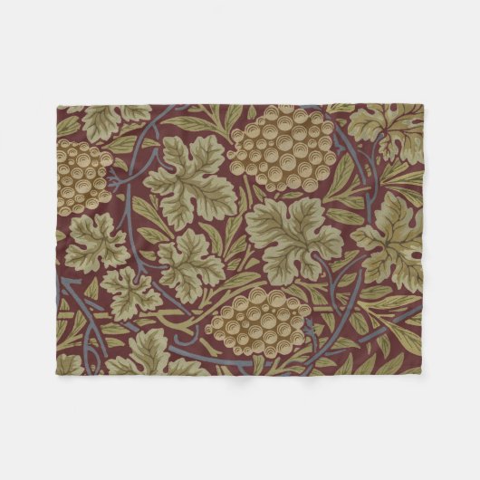 William Morris Vine Grape Red Art Fleece Deken (Voorkant (Horizontaal))