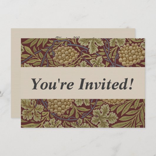 William Morris Vine Grape Red Art Kaart (Voorkant / Achterkant)