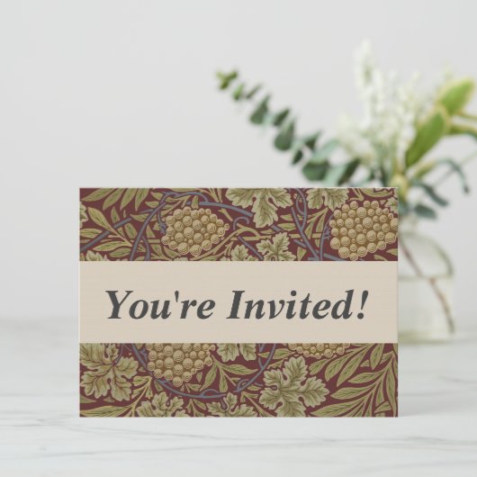 William Morris Vine Grape Red Art Kaart (Staand voorkant)