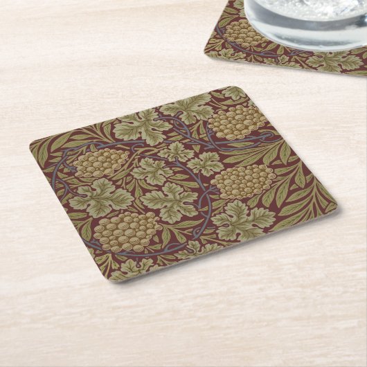William Morris Vine Grape Red Art Kartonnen Onderzetters (Schuin)
