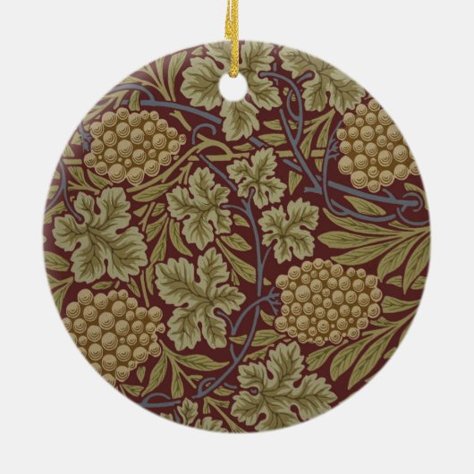 William Morris Vine Grape Red Art Keramisch Ornament (Achterkant)