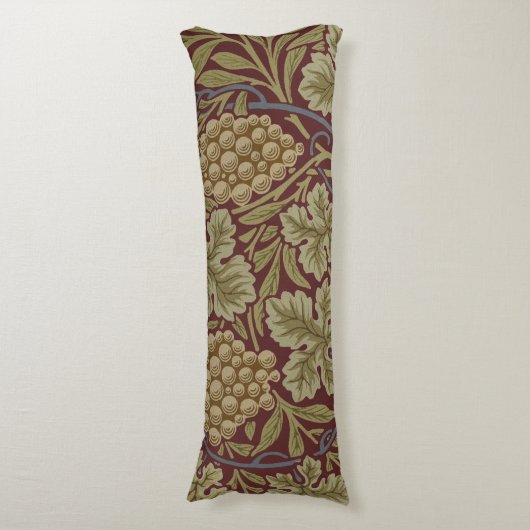 William Morris Vine Grape Red Art Lichaamskussen (Voorkant Verticaal)