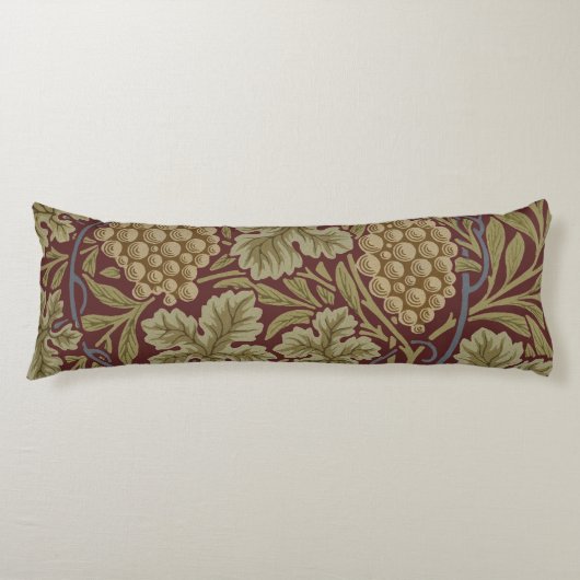 William Morris Vine Grape Red Art Lichaamskussen (Voorkant)