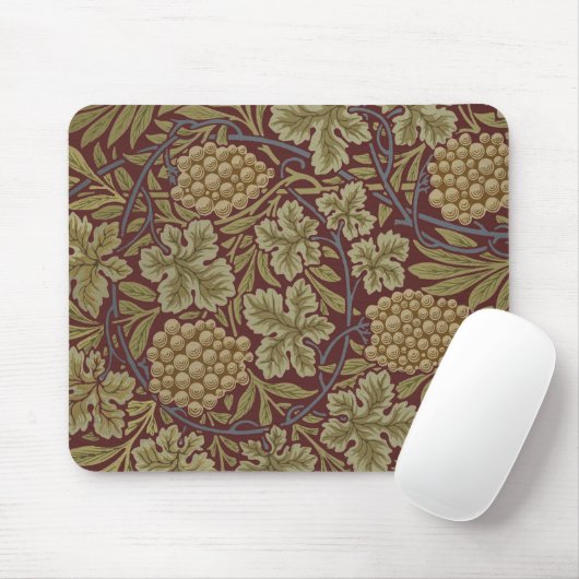 William Morris Vine Grape Red Art Muismat (Met muis)