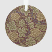 William Morris Vine Grape Red Art Ornament (achterkant)