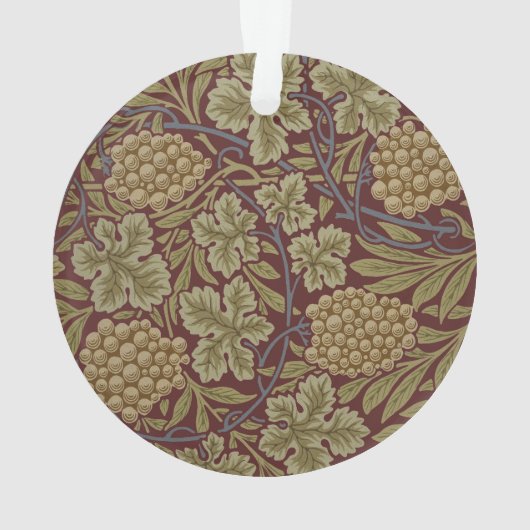 William Morris Vine Grape Red Art Ornament (achterkant)