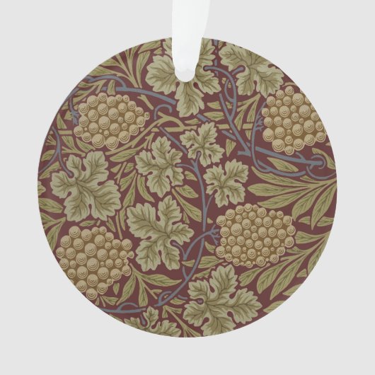 William Morris Vine Grape Red Art Ornament (voorkant)