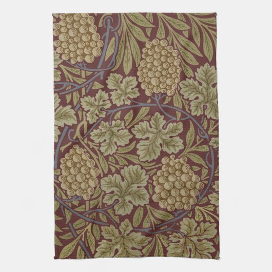 William Morris Vine Grape Red Art Theedoek (Verticaal)