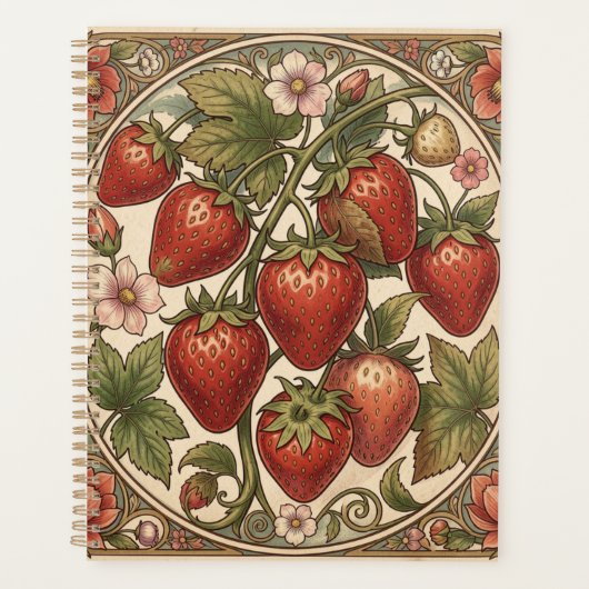 William Morris vintage aardbei bloempatroon Planner (Voorkant)