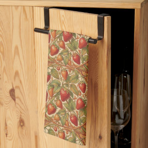 William Morris vintage aardbei bloempatroon Theedoek