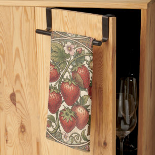William Morris vintage aardbei bloempatroon Theedoek