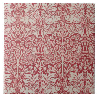 William Morris Vintage Animals Birds Rabbits Pink Tegeltje