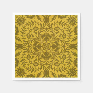 William Morris Vintage Bernagie Bloempatroon Goud Servet