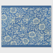William Morris Vintage Blauwe Bloemmotief Cadeaupapier (Vlak)
