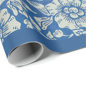 William Morris Vintage Blauwe Bloemmotief Cadeaupapier (Rol Hoek)