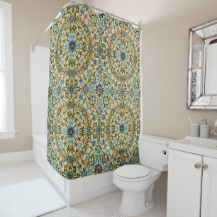 William Morris Vintage Blauwe Wijnstok Naadloos Pa Douchegordijn