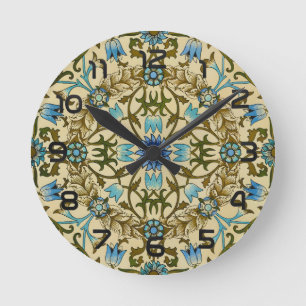 William Morris Vintage Blauwe Wijnstok Naadloos Pa Ronde Klok