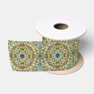 William Morris Vintage Blauwe Wijnstok Naadloos Pa Satijnen Lint