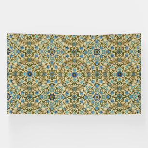 William Morris Vintage Blauwe Wijnstok Naadloos Pa Spandoek