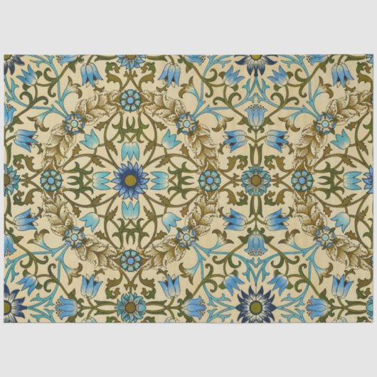 William Morris Vintage Blauwe Wijnstok Naadloos Pa Tissuepapier (Voorkant)