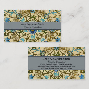 William Morris Vintage Blauwe Wijnstok Naadloos Pa Visitekaartje