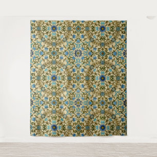 William Morris Vintage Blauwe Wijnstok Naadloos Pa Wandkleed