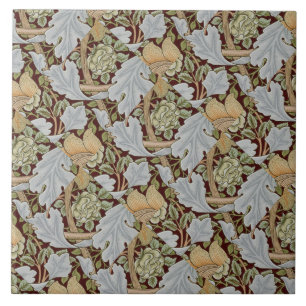 William Morris Vintage Bloem Bloem Wit Rood Tegeltje