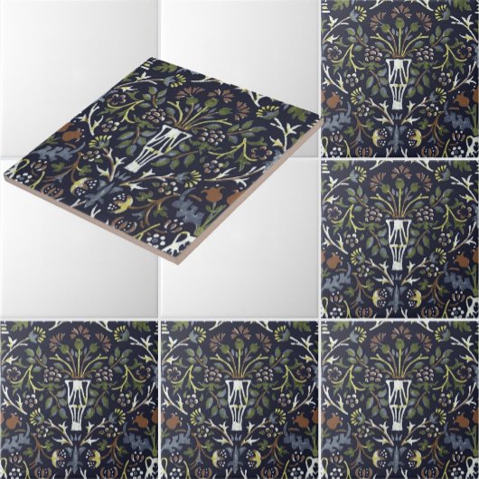 William Morris Vintage Bloempot Patroon Tegeltje