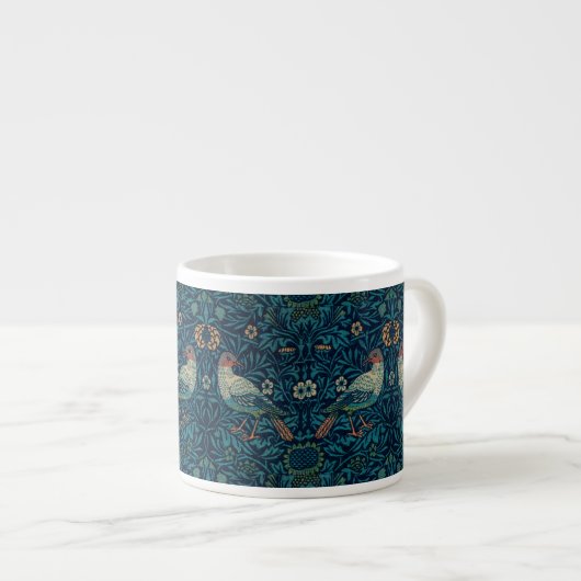 William Morris Vintage Blue Birds Patroon Espresso Kop (Voorkant rechts)