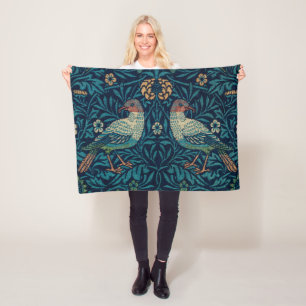 William Morris Vintage Blue Birds Patroon Fleece Deken