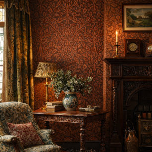 William Morris Vintage Eikelpatroon Behang