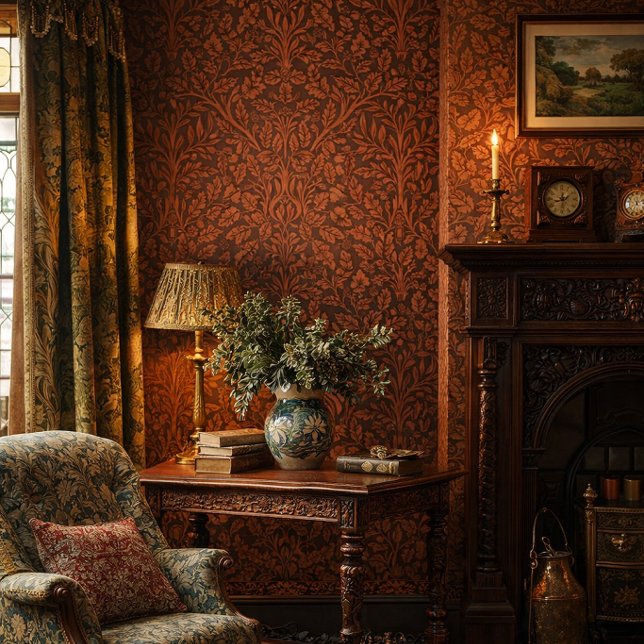 William Morris Vintage Eikelpatroon Behang (Creator heeft geüpload)