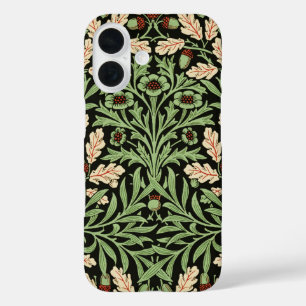 William Morris Vintage Eiken Zwart Rood Patroon iPhone 16 Hoesje