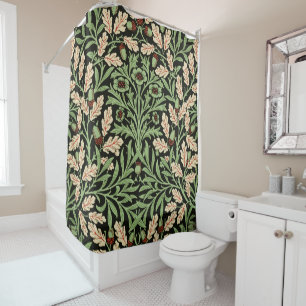 William Morris Vintage Eiken Zwart Rood Patroon Douchegordijn