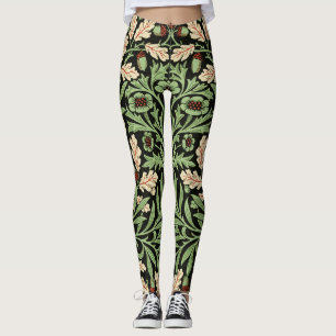 William Morris Vintage Eiken Zwart Rood Patroon Leggings