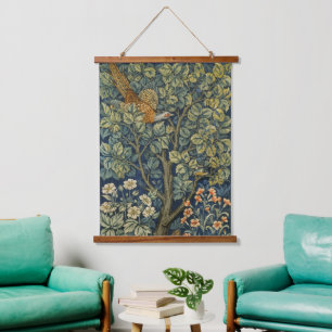 William Morris Vintage Fazant Eekhoorn Bloem Hangend Wandkleed