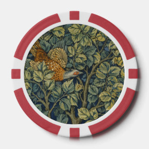 William Morris Vintage Fazant Eekhoorn Bloem Poker Chips