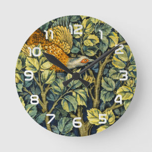 William Morris Vintage Fazant Eekhoorn Bloem Ronde Klok