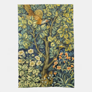 William Morris Vintage Fazant Eekhoorn Bloem Theedoek