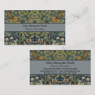 William Morris Vintage Fazant Eekhoorn Bloem Visitekaartje