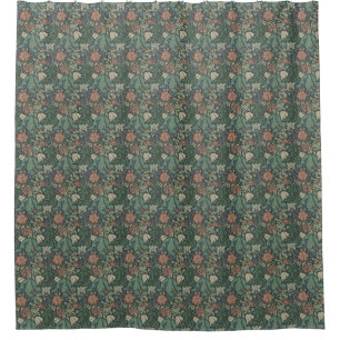 William Morris Vintage Floral Pink Green Compton Douchegordijn