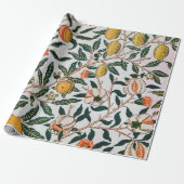 William Morris Vintage Fruit Granaatappel Wit Cadeaupapier (Uitgerold)