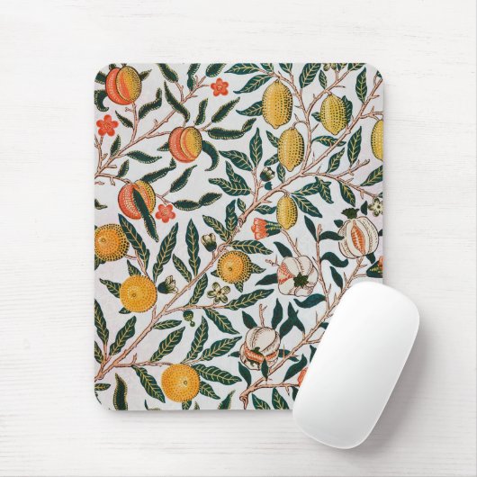 William Morris Vintage Fruit Granaatappel Wit Muismat (Met muis)