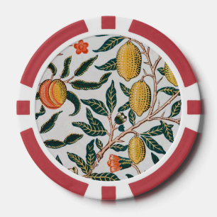William Morris Vintage Fruit Granaatappel Wit Poker Chips