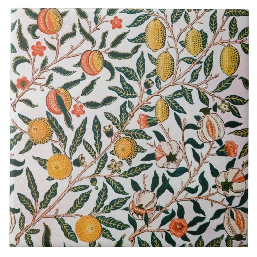 William Morris Vintage Fruit Granaatappel Wit Tegeltje (Voorkant)