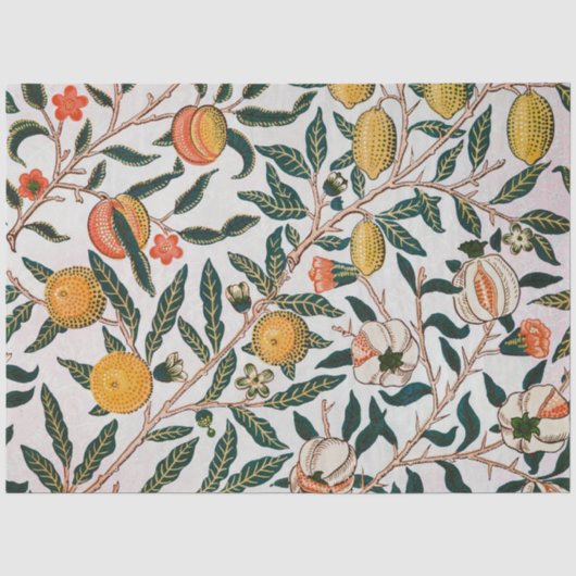 William Morris Vintage Fruit Granaatappel Wit Tissuepapier (Voorkant)