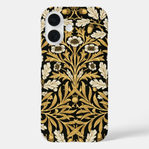 William Morris Vintage Goud Zwart Eiken Patroon iPhone 16 Hoesje