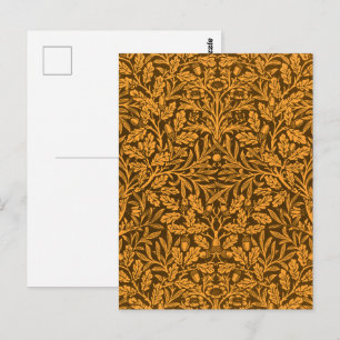 William Morris Vintage Herfst Goud Eiken Patroon Briefkaart