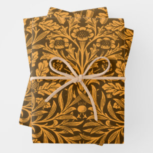 William Morris Vintage Herfst Goud Eiken Patroon Inpakpapier Vel