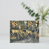 William Morris Vintage Herten & Schildtapijt Kunst Briefkaart (Staand voorkant)